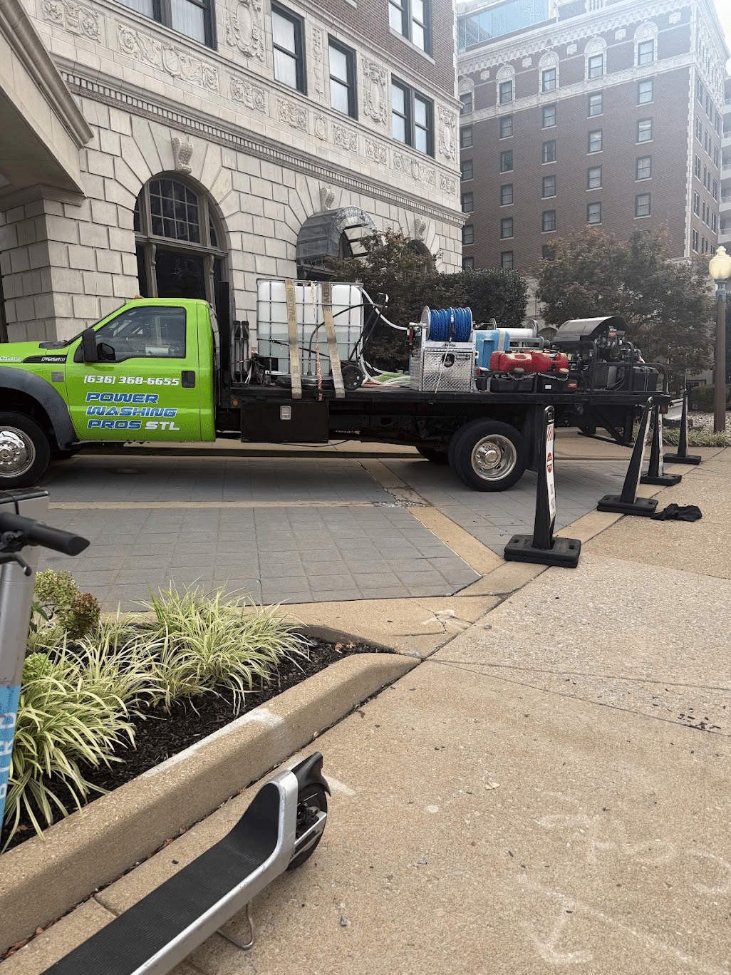 power washing pros truck parked at business